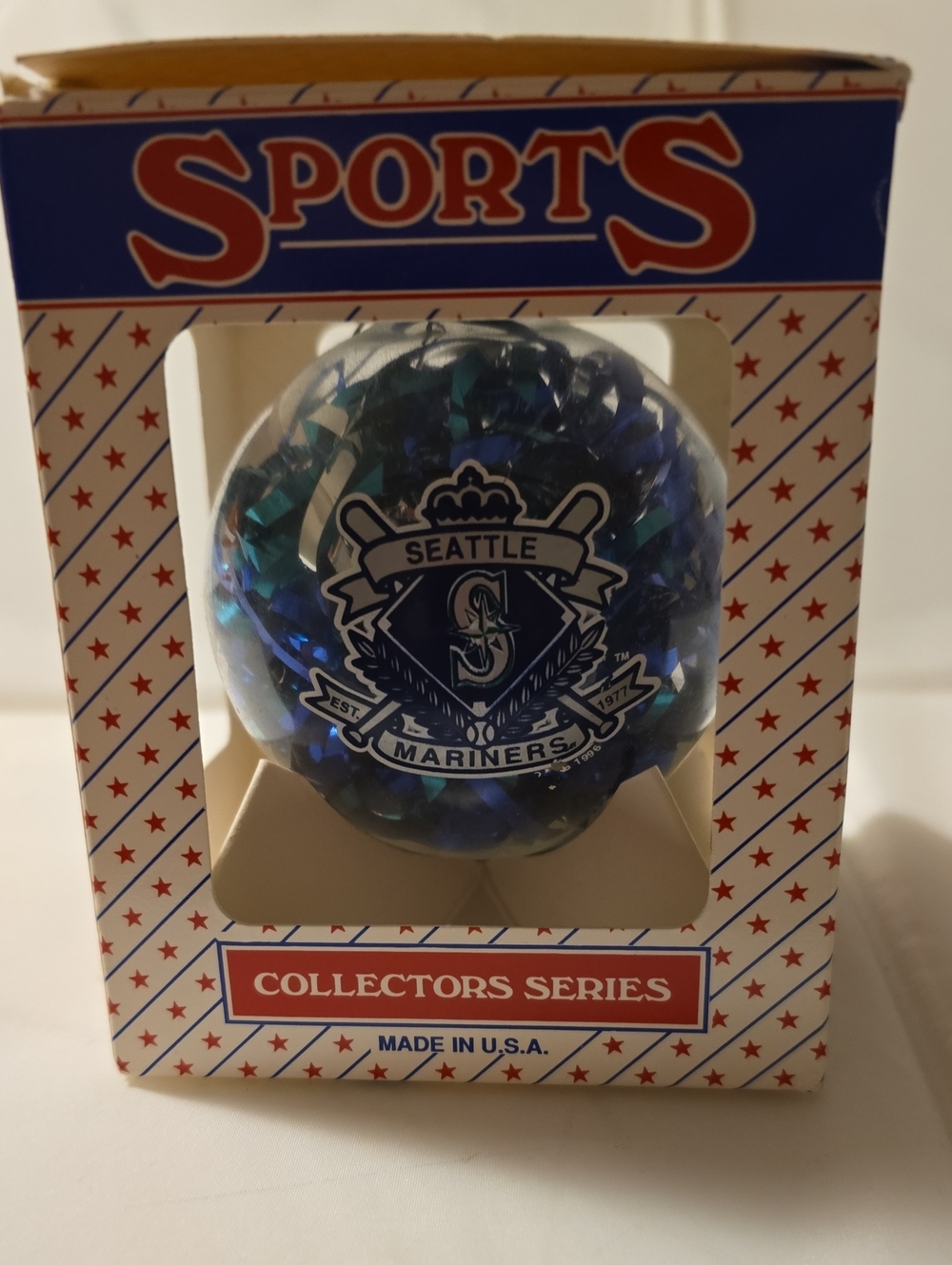 Vintage Seattle Mariners Topperscot Glass Christmas Ornament Sports Collectors